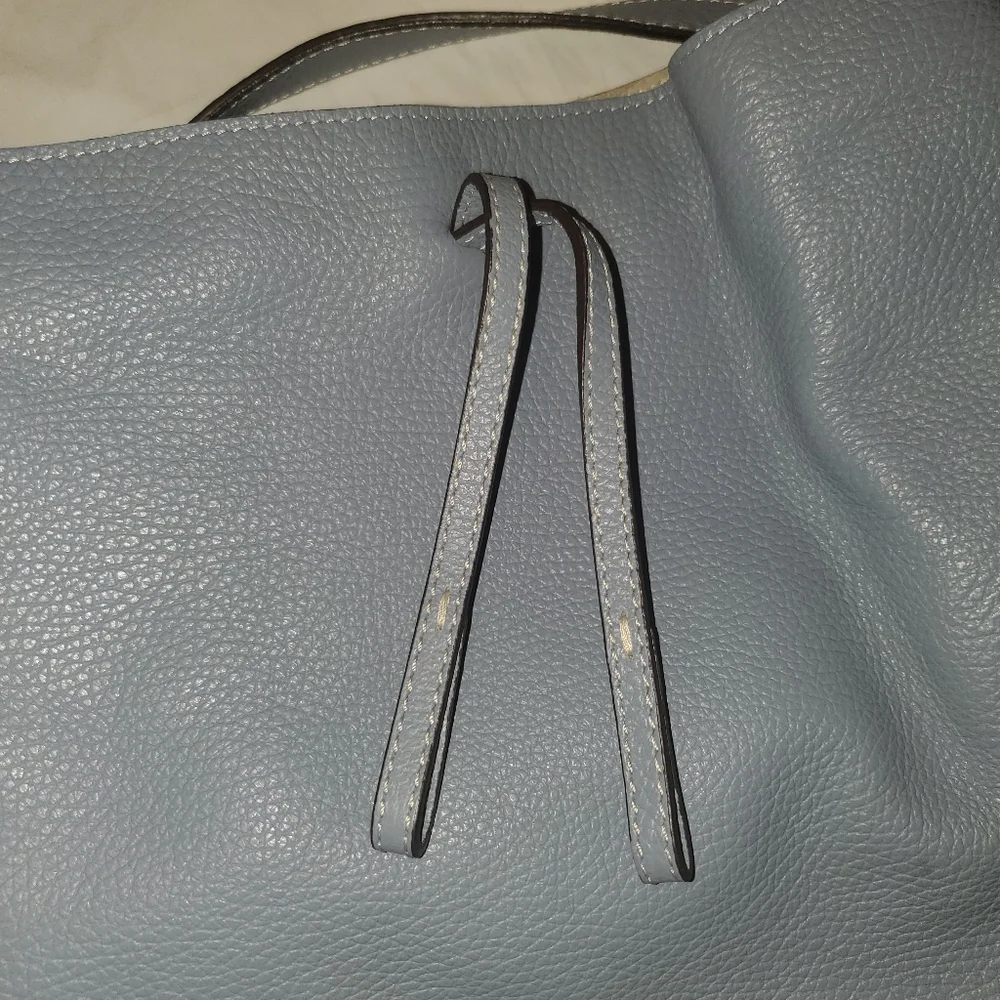 Alberta di Canio Italian leather blue purse. Silvwr hardware.